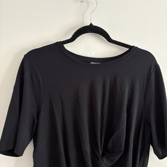 Chicos Women Sz 2 US L Black Touch Of Cool Short Sleeve Draped Front Tee NWT - Picture 7 of 13